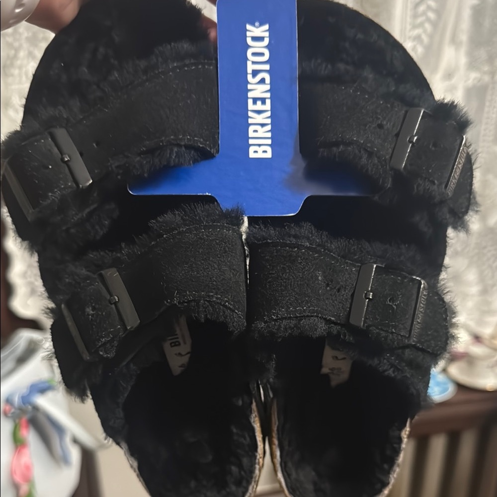 Birkenstock Black Slippers with Adjustable Straps
